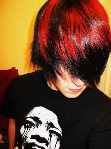 emo hairstyle red|emo messy hair.